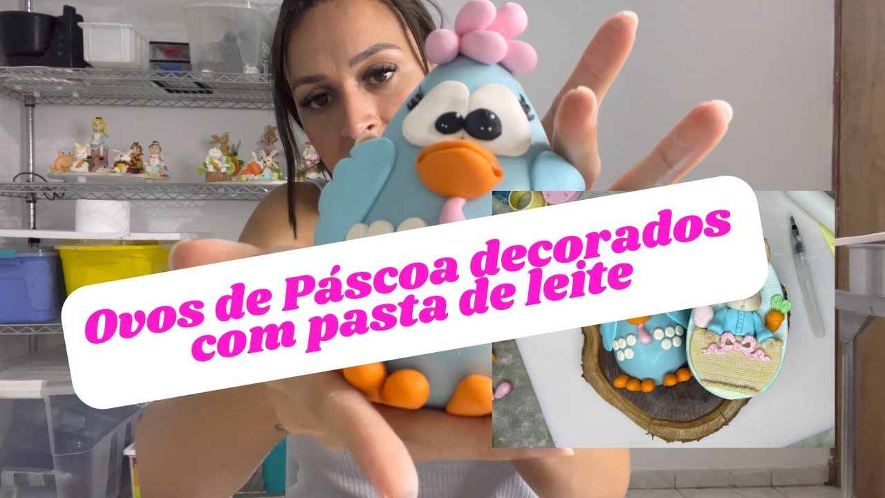 OVOS DE PÁSCOA DECORADO COM PASTA DE LEITE - ovo de Páscoa da galinha pintadinha e do coelho 🐰