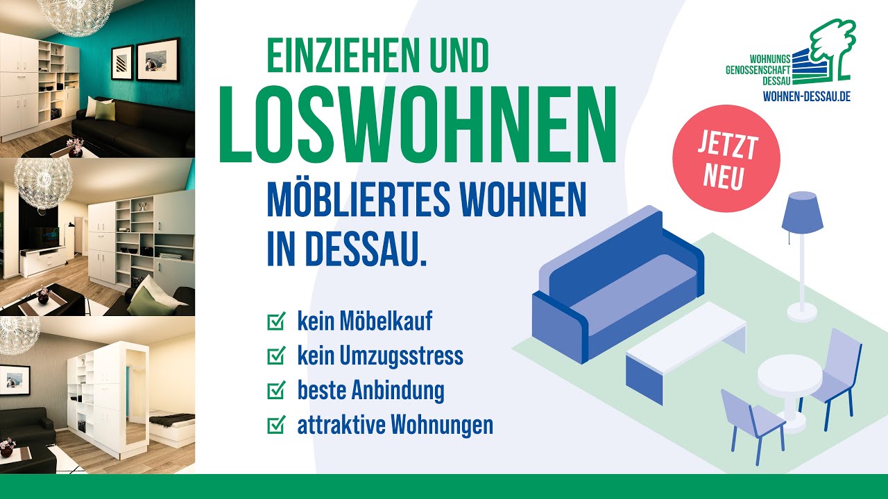 Möbliertes Wohnen in Dessau – Helmut-Kohl-Straße 63