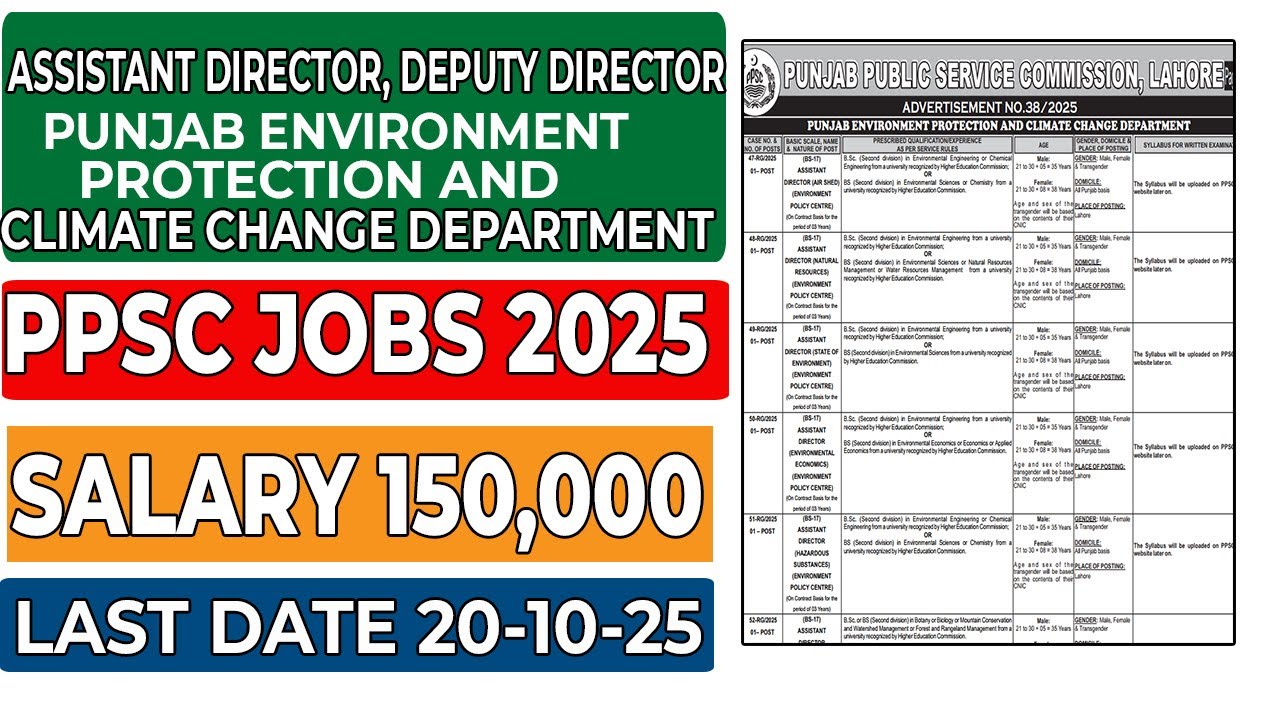 PUNJAB ENVIRONMENT PROTECTION AND CLIMATE CHANGE DEPARTMENT JOBS | PPSC JOBS | MUST APPLY