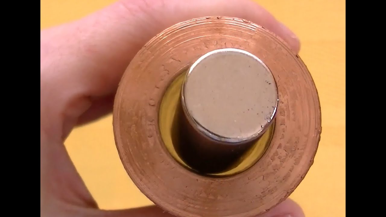 Copper pipe and neodymium magnet