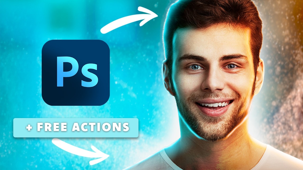 Make Glowing Youtube Thumbnails In Photoshop | Beginners Tutorial + Free Actions ✅