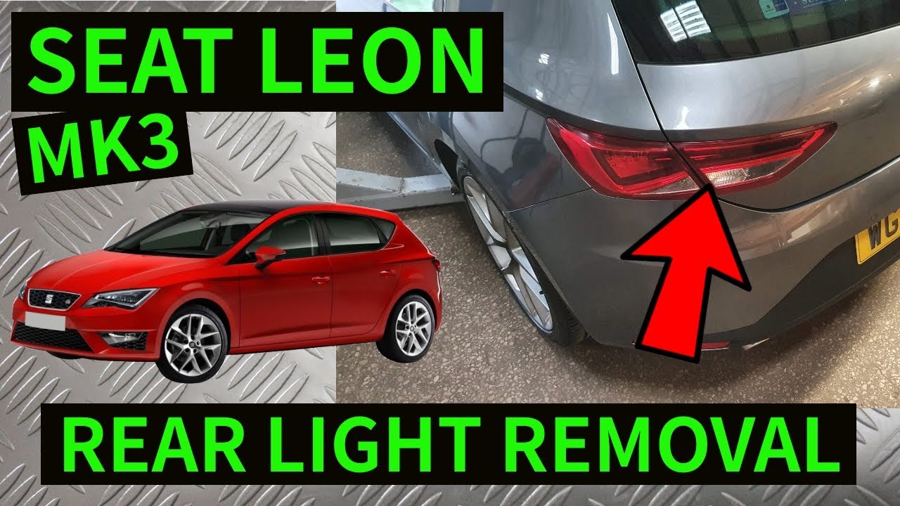 SEAT LEON MK3 — как снять задний стоп-сигнал (снятие заднего фонаря) 2013–2019 (внутри и снаружи)