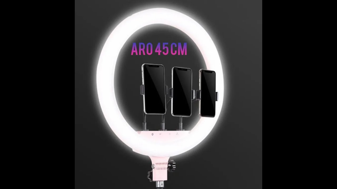 Aro de luz led 45 cm con 3 soportes para celular Ring light con trípode regubale anillo led
