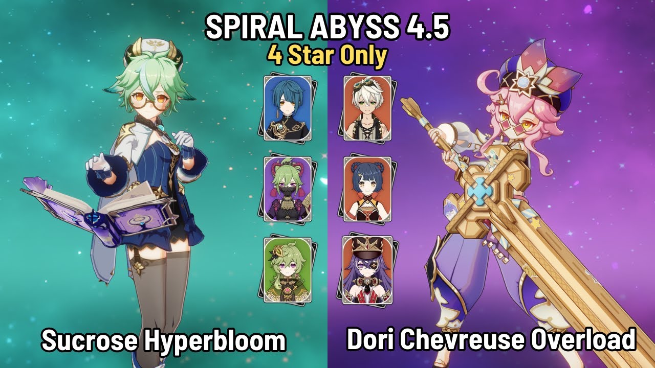 F2P 4-Star Only / Sucrose Hyperbloom | Dori Overload | Spiral Abyss 4.5 Floor 12 | Genshin Impact