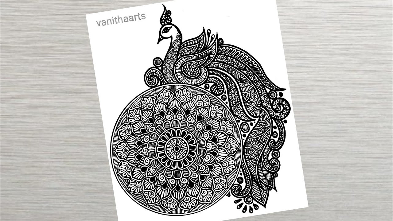 How to draw Mandala for Beginners | Peacock Mandala Art Step-by-Step Tutorial #vanithaarts #doodle