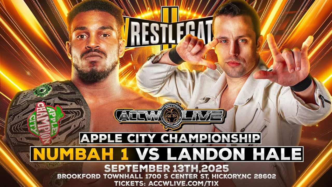 Accwlive Wrestlegate 2 Apple City Championship Landon Hale Vs Numbah 1 highlights