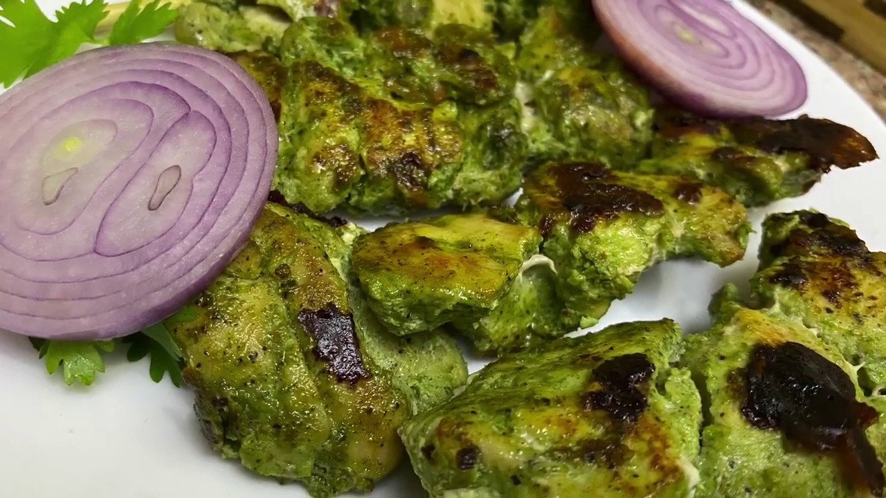 ഗ്രീൻ ചിക്കൻ ഇത്ര ഈസി ആയിരുന്നോ??🤔😍.😋/chicken hariyali tikka at home/No oven tikka