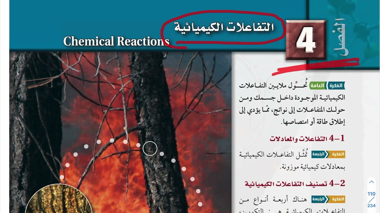 مراجعة الفصل الرابع ( التفاعلات الكيميائية ) كيمياء أول ثانوي
