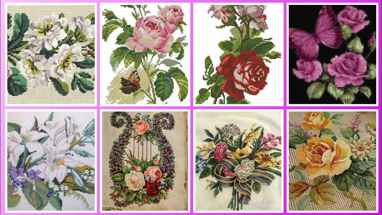 Top 100+ Amazing and Elegant Floral Cross stitch patterns || Charsuti Kerhai Ideas For Everything||
