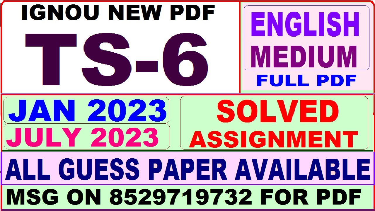 ts 6 solved assignment 2023 / ts 6 solved assignment 2022-23 / ignou ts 6 2023-24