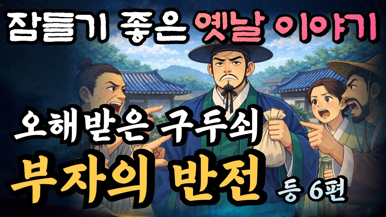 🌛5분만에 잠드는 중간광고 없는 옛날이야기 2시간연속/오해 받은 구두쇠 부자의 반전 등 6편/설화,민담,오디오북,잘 때 듣는,수면유도,풍경,경치