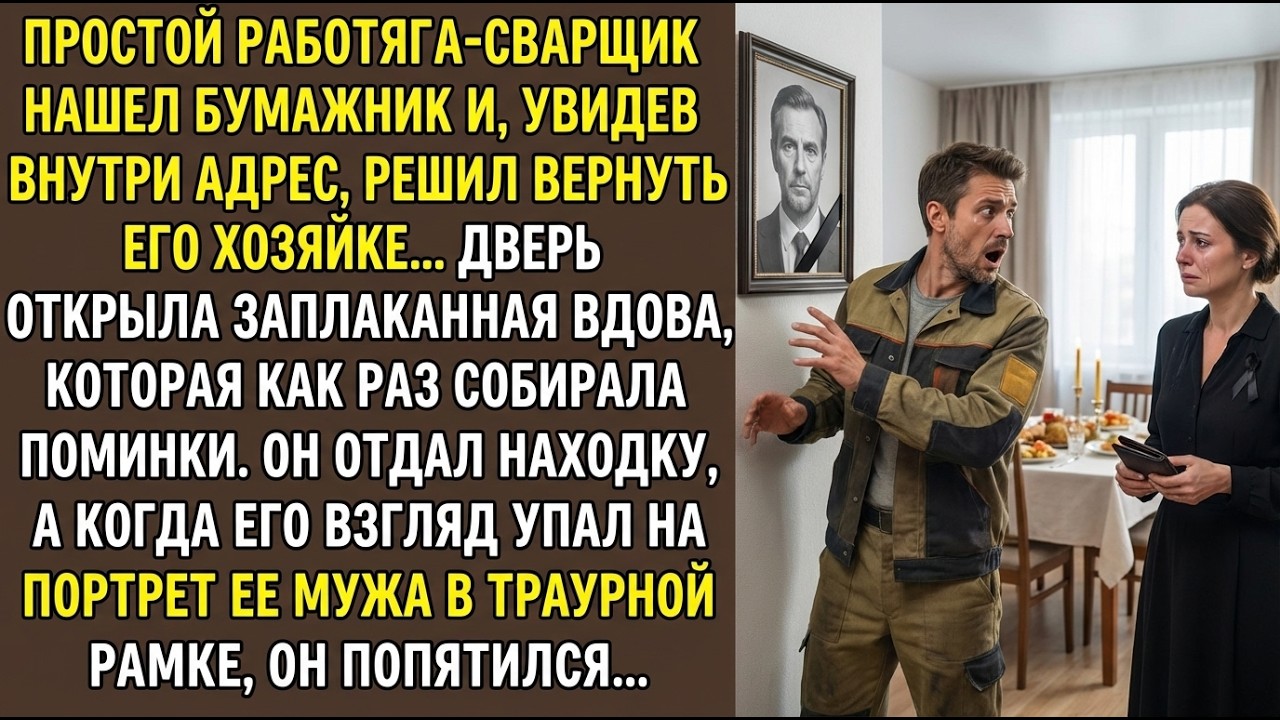 СВАРЩИК отдал найденный бумажник ВДОВЕ, а когда увидел фото ее мужа на стене, чуть не упал...