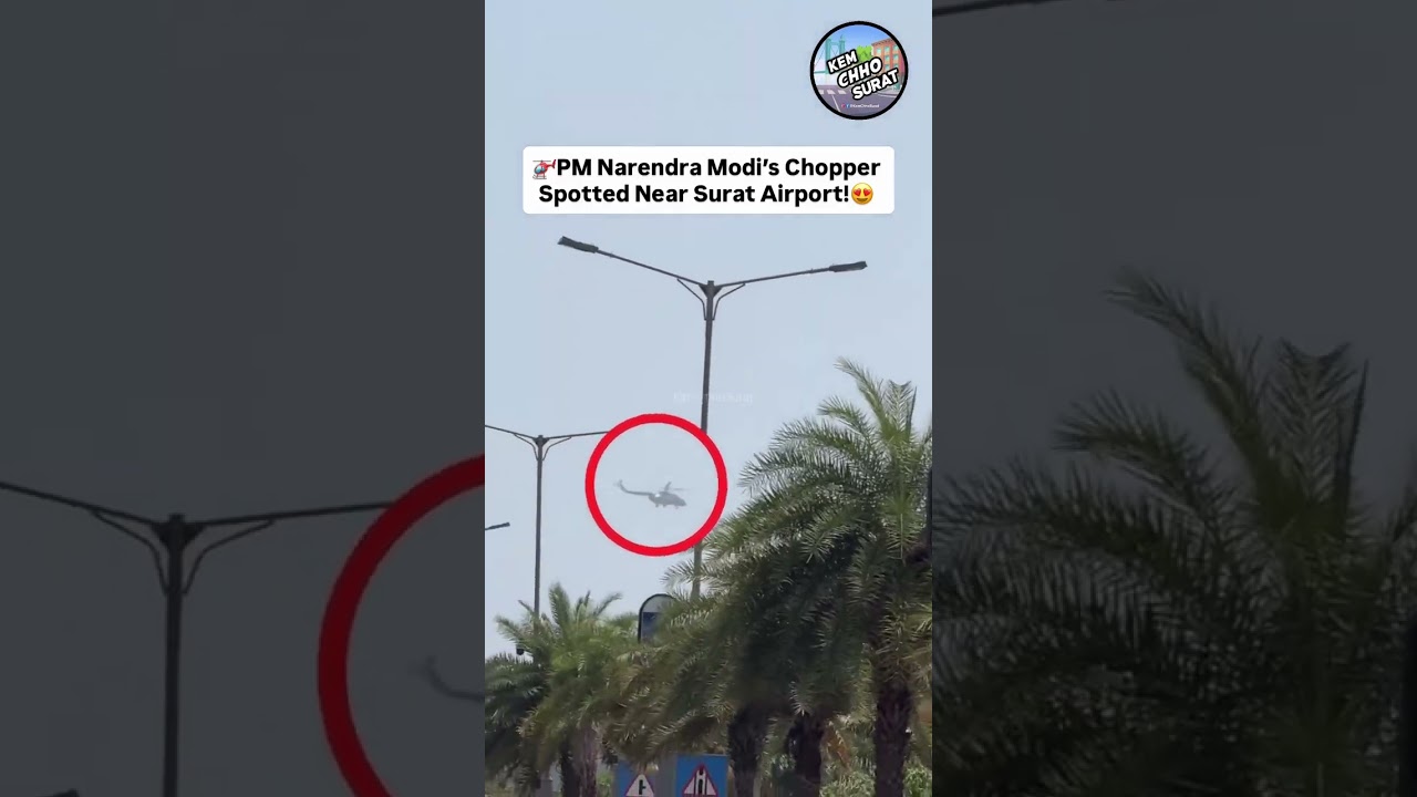 PM Narendra Modi&rsquo;s Chopper Spotted In Surat!😍🚁 #kemchhosurat #modi