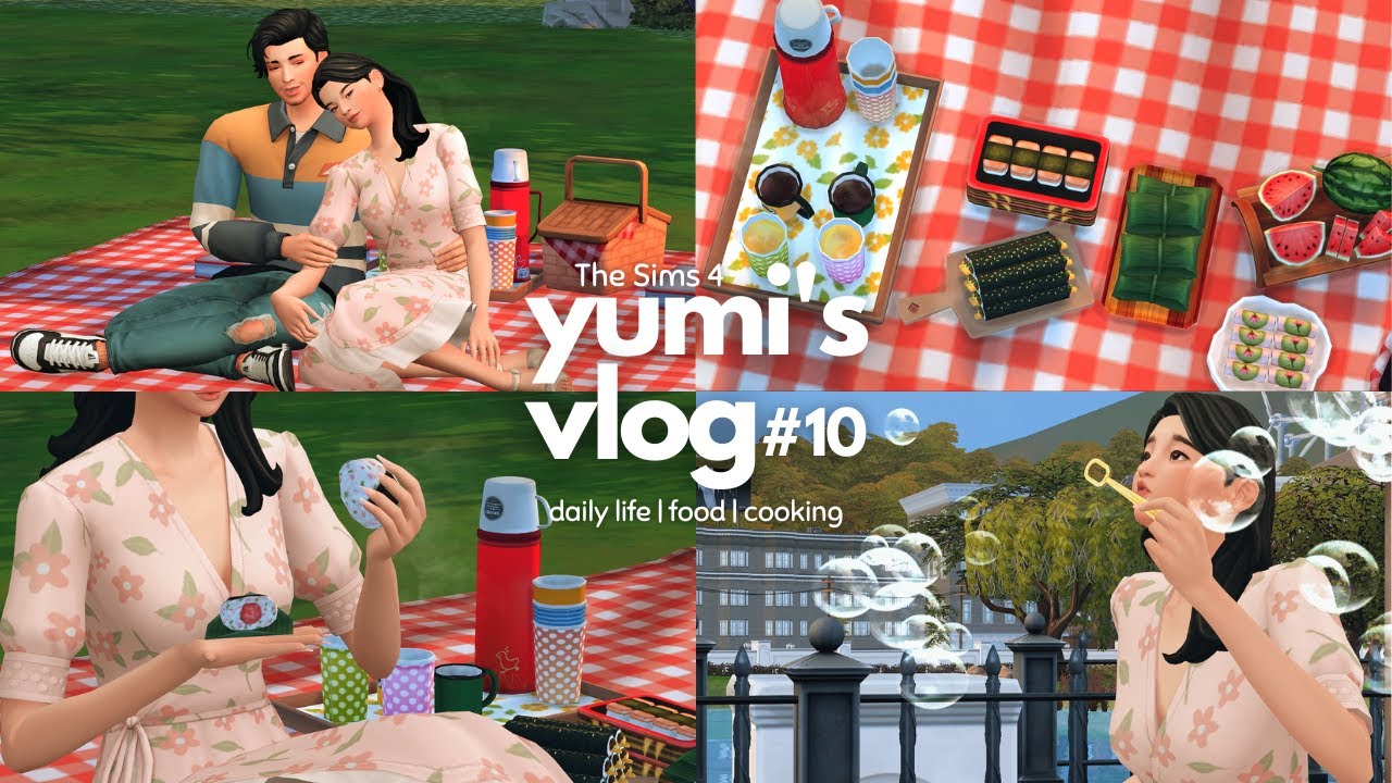 THE SIMS 4 VLOG 🌸 | living alone, picnic date, spring season, sakura foods, indian restaurant etc