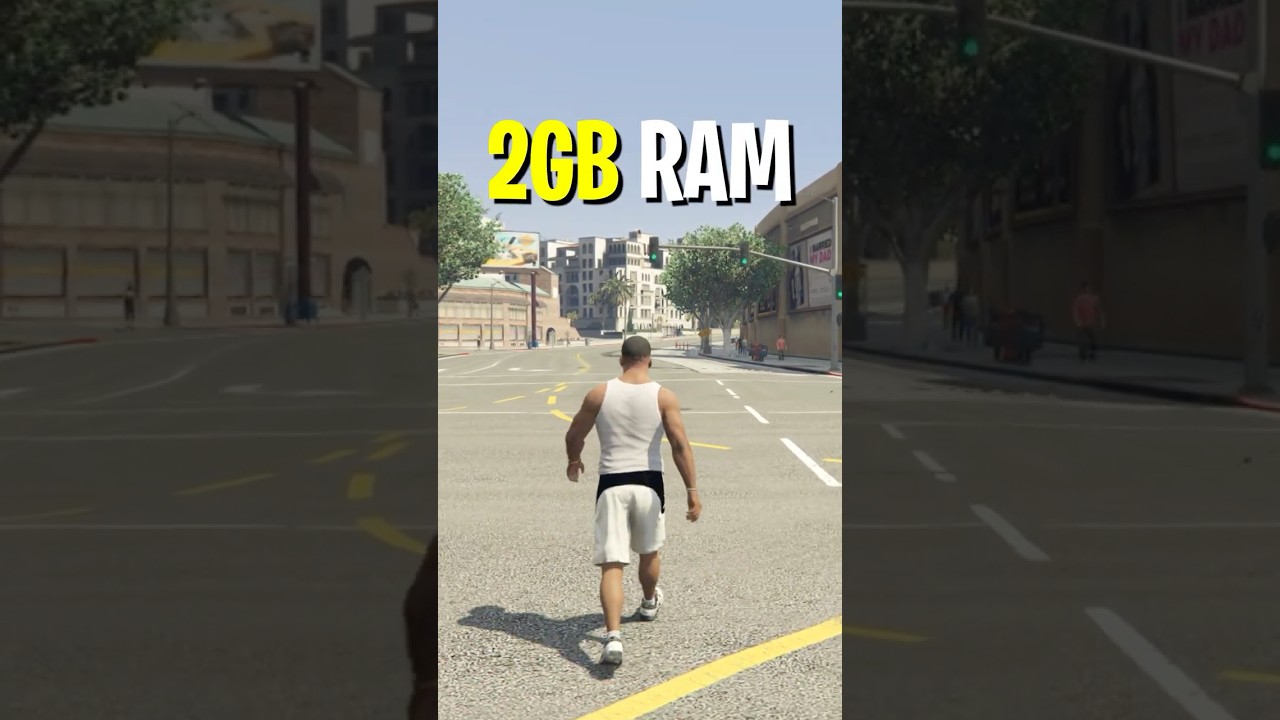 Playing GTA 5 in 2GB Ram PC 😲 #gta #gtashorts