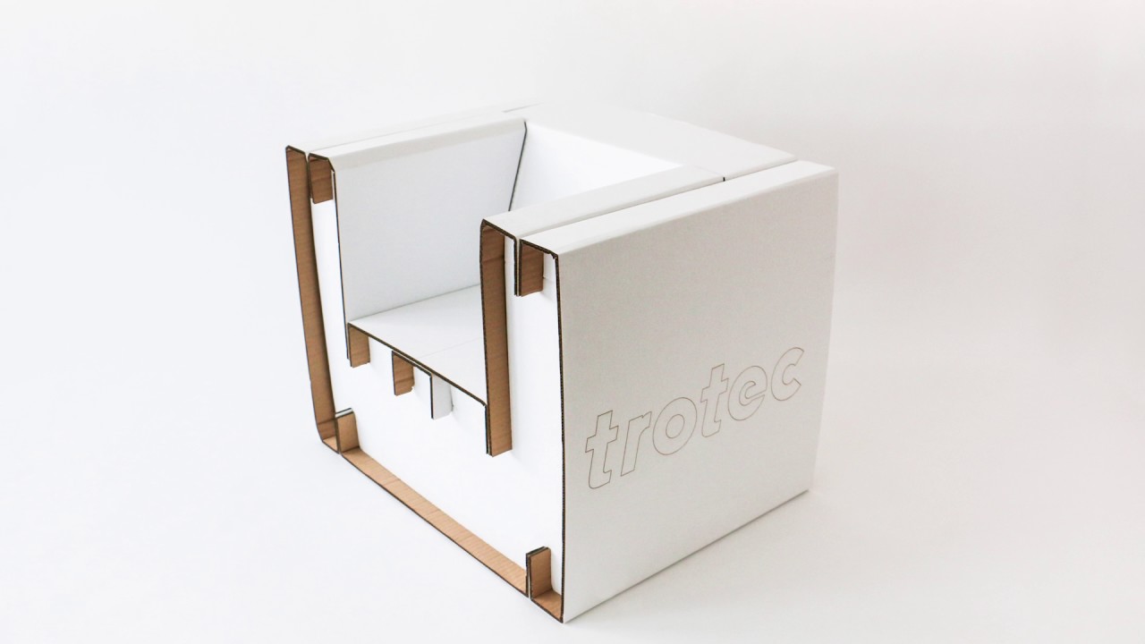 Corrugated Cardboard Chair cut with a Laser from Large-Format Cardboard
