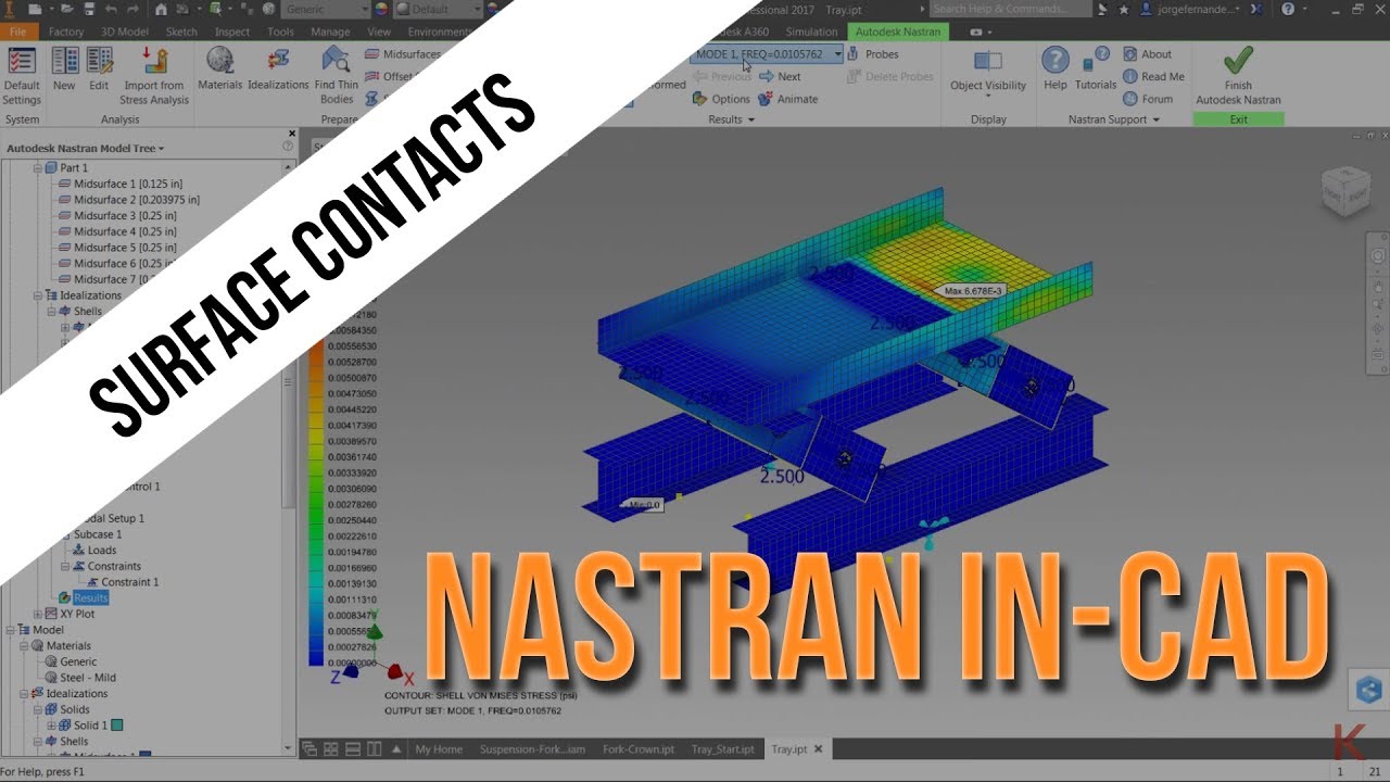 Контакты поверхностей в Nastran In-CAD | Виртуальная академия Autodesk