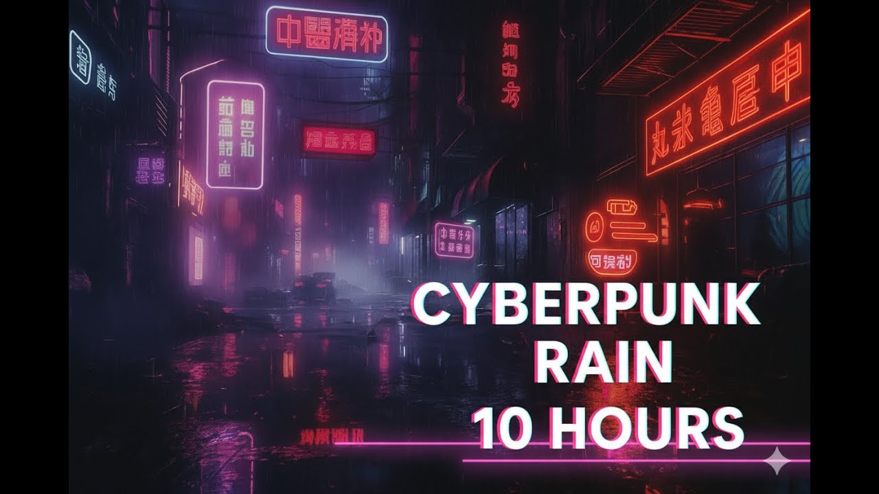 Cyberpunk Rain Ambience 🌧️ Neon City Sounds | 10 Hours of Relaxing Rain for Sleep, Study & Focus