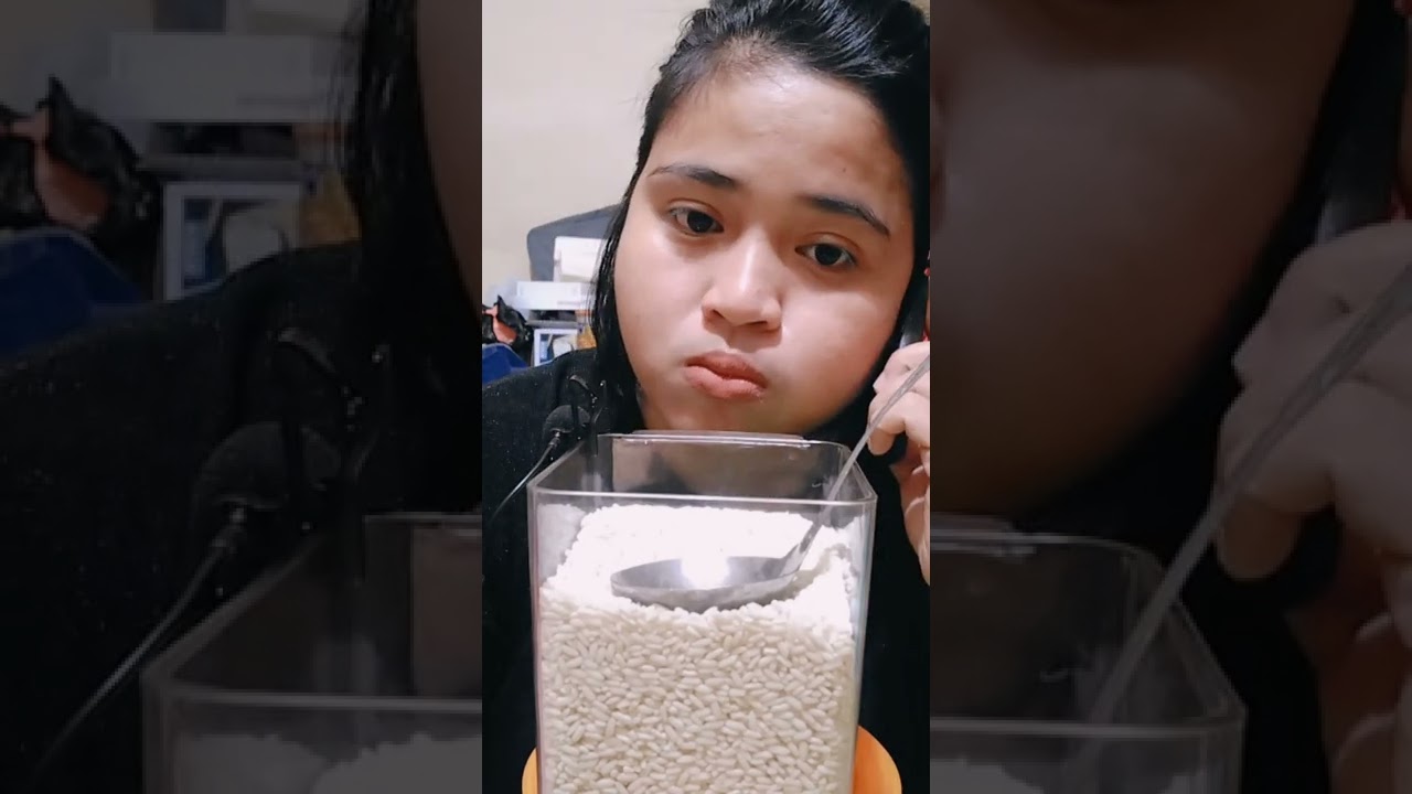 ASMR RAW RICE EATING l Makan Beras Mentah menggunakan centong 2 kali suapan l asmrraw l asmrsounds l