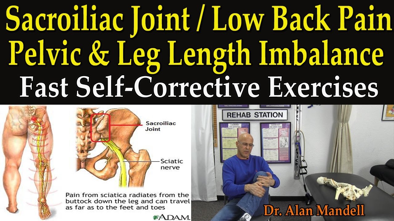 Sacroiliac, Low Back Pain, Pelvic Leg Length Imbalance (The Best Self-Help Correction Exercises)