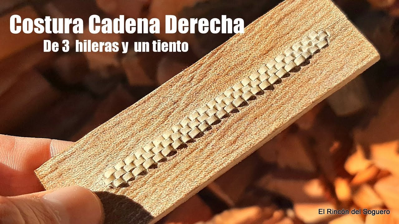 Costura Cadena Derecha de 3 Hileras y un Tiento 