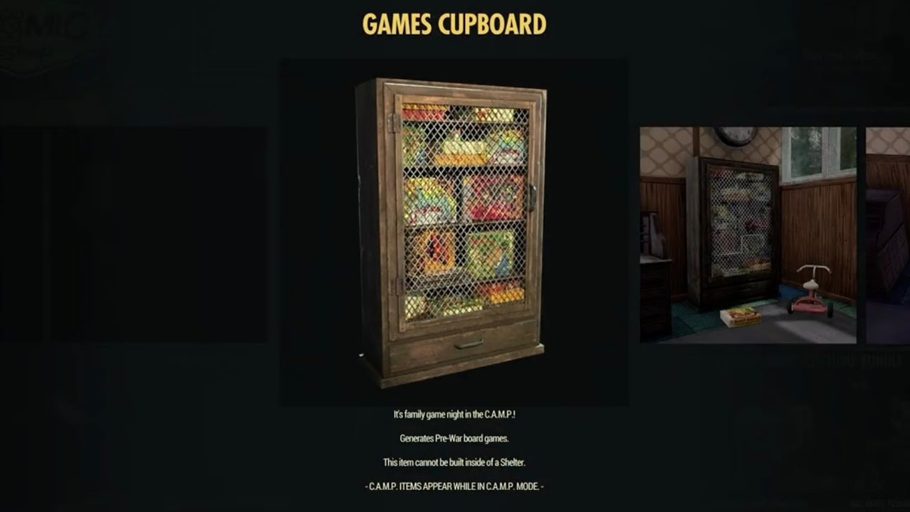 Fallout 76 &mdash; Обзор Games Cupboard &mdash; Новый ресурс Camp, в котором собраны настольные игры довоенно...