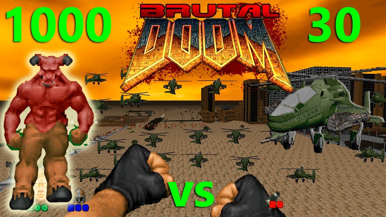 Baron Of Hell vs Zombiehelicopter Fight Battle Brutal Doom