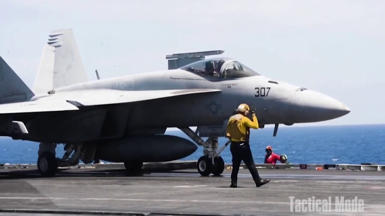 Aircraft Carrier USS Harry S. Truman (CVN 75) Flight Deck: F/A-18 Super Hornet Catapult Launches