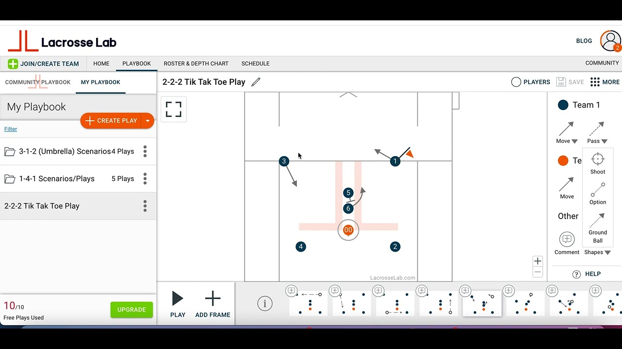 Lacrosse 2 2 2 Tic tac toe play