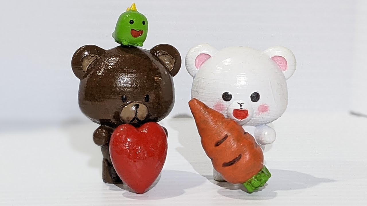 3D Printed Milk & Mocha Bear Valentines Day Gift Start To Finish Time-lapse