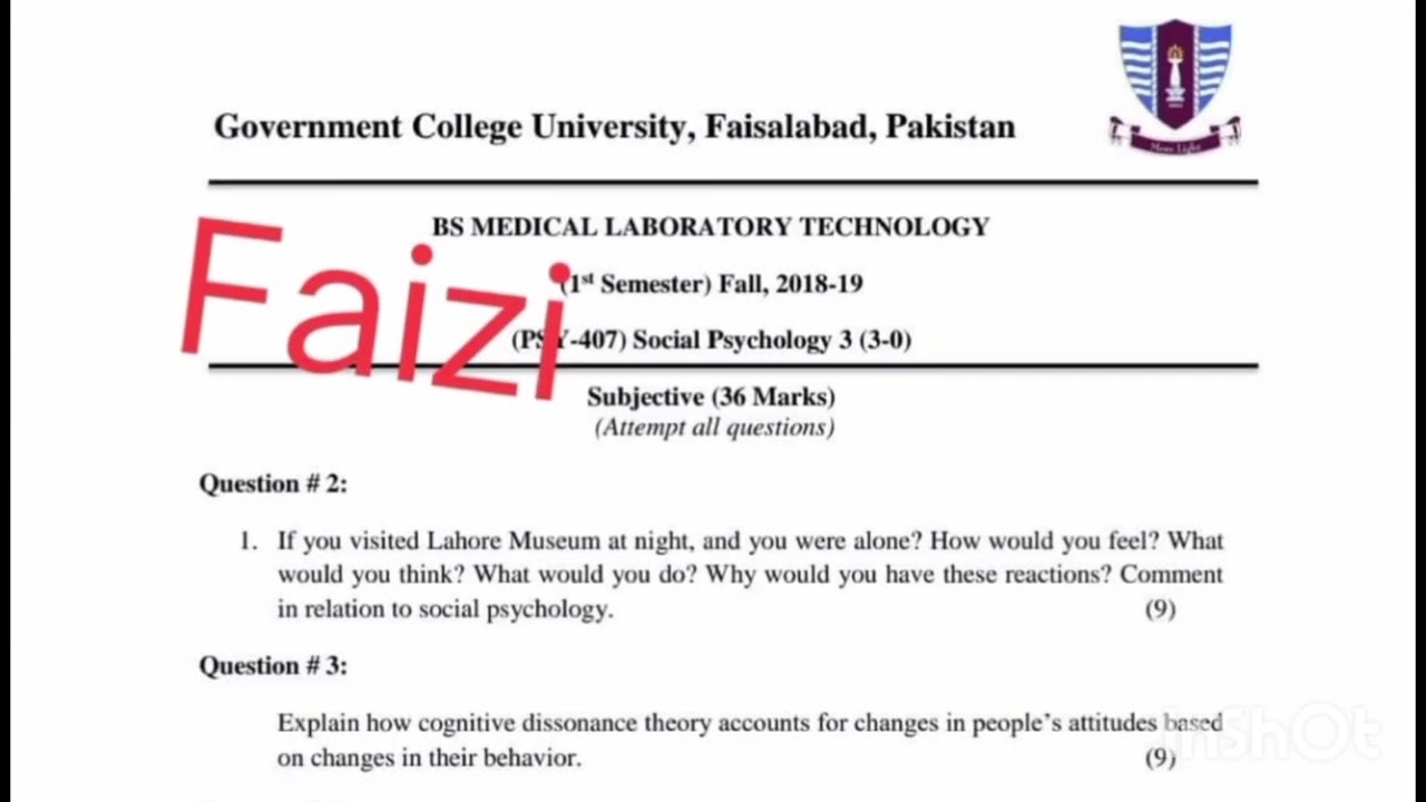 Gcuf past papers of MLT/Medical laboratory technology
