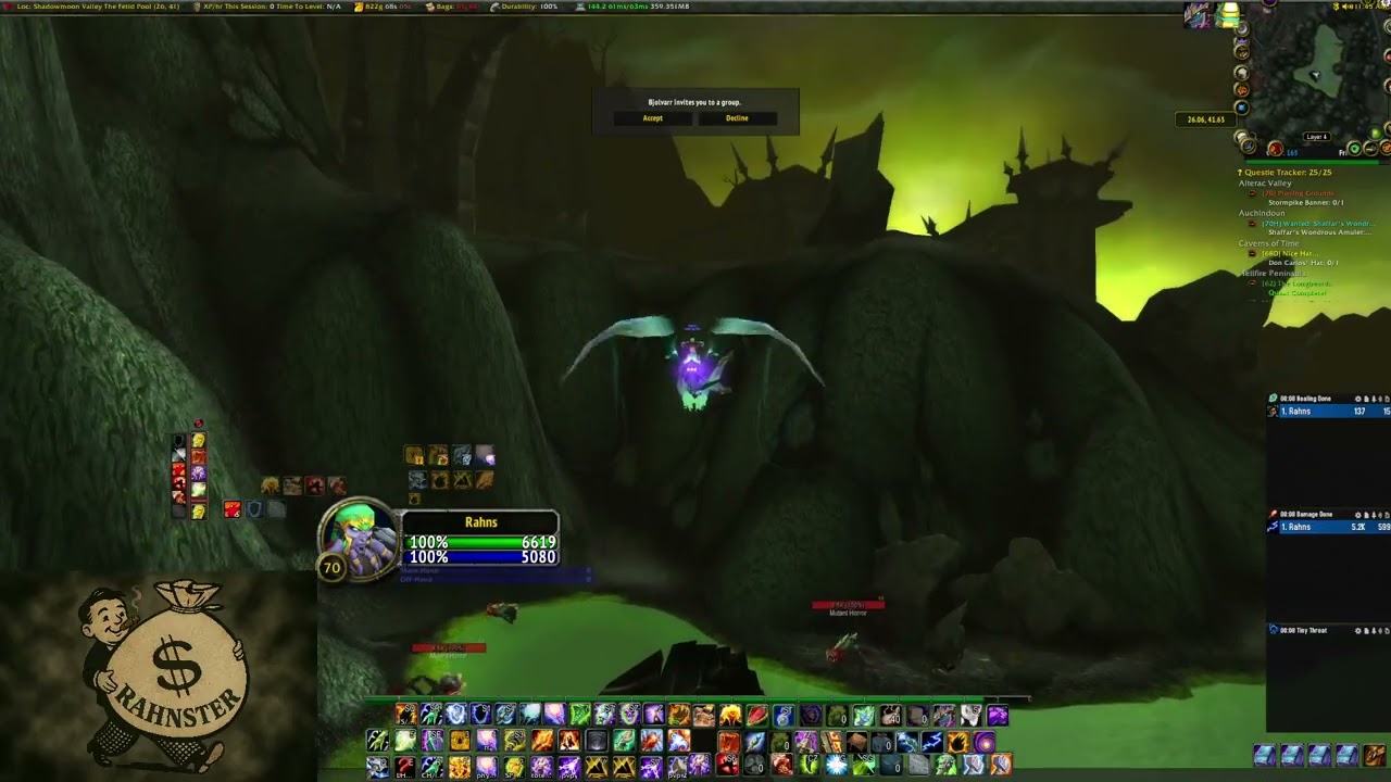 World of Warcraft TBC Dreamscythe Alliance Restro/Enhance Shaman level 70 Day 27 Heroics/Exalted Rep