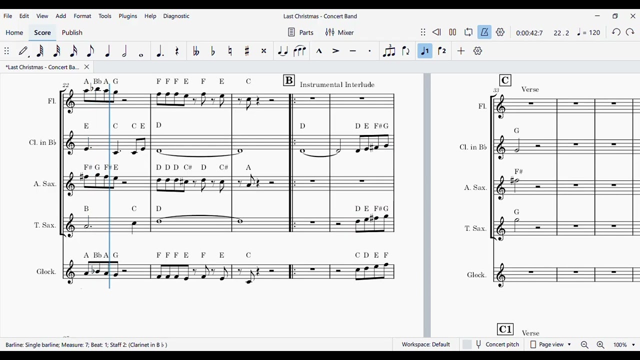 Last Christmas - Wham! - Flute, Clarinet, & Saxophones - Beginner Band