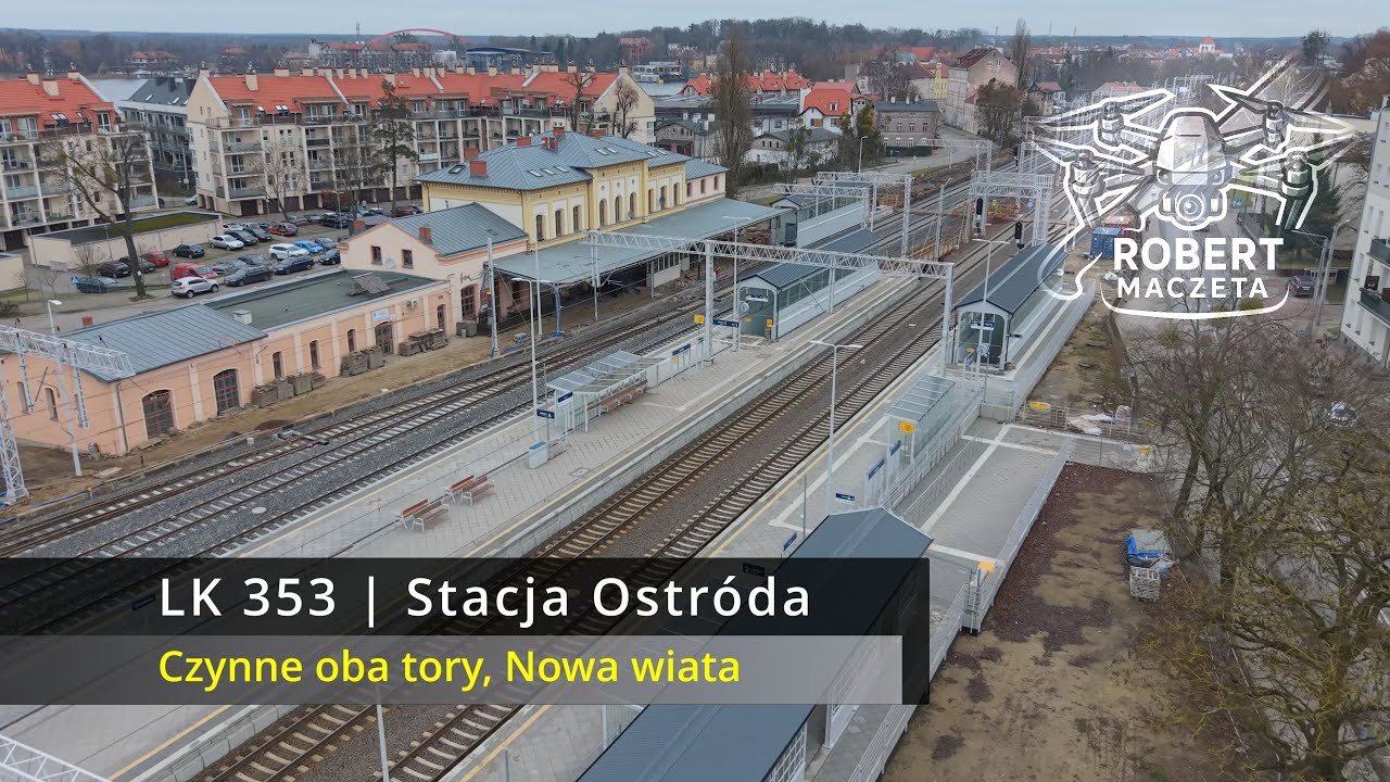 Ostróda - LK 353 Czynne już dwa tory | 23.12.2025 | Widok z drona 4K