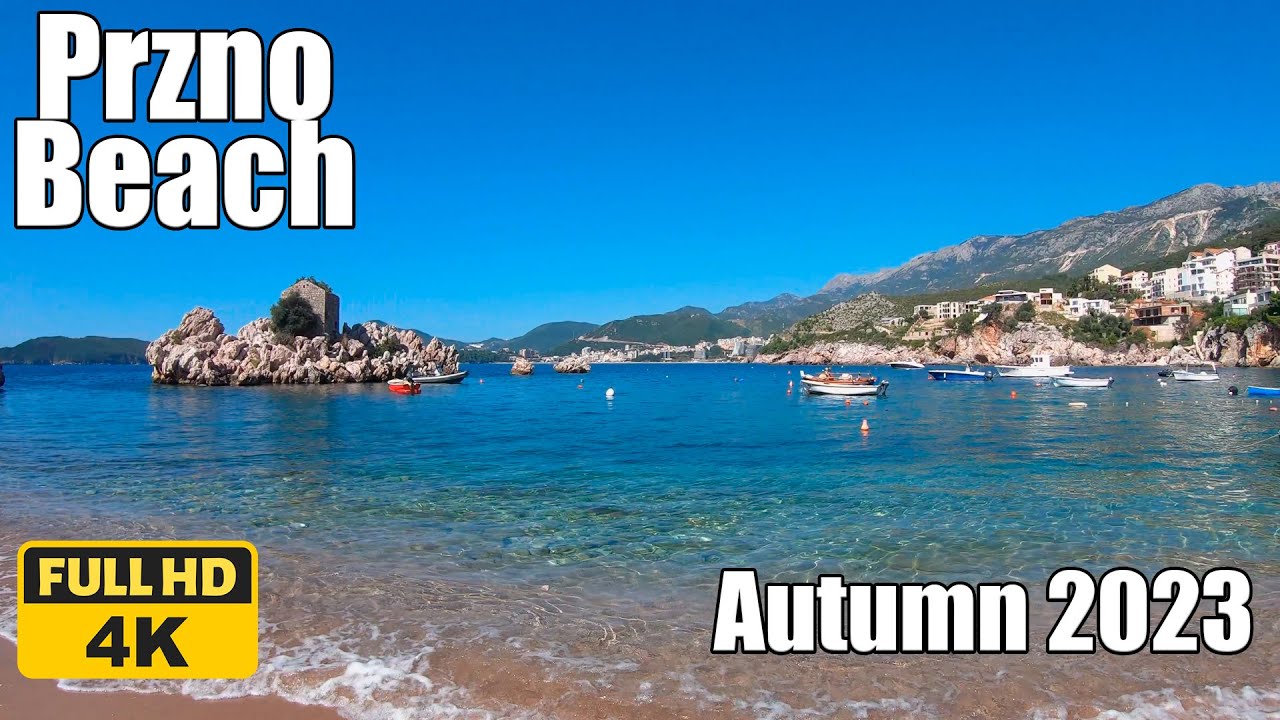 【4K】𝐖𝐀𝐋𝐊 ➜ Przno Beach,  Montenegro, Autumn 2023