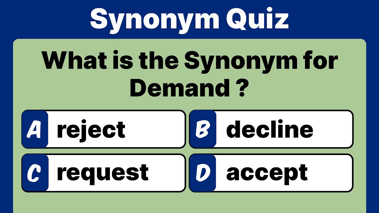 Synonym Quiz | English Grammar | English Test | Question and Answer
