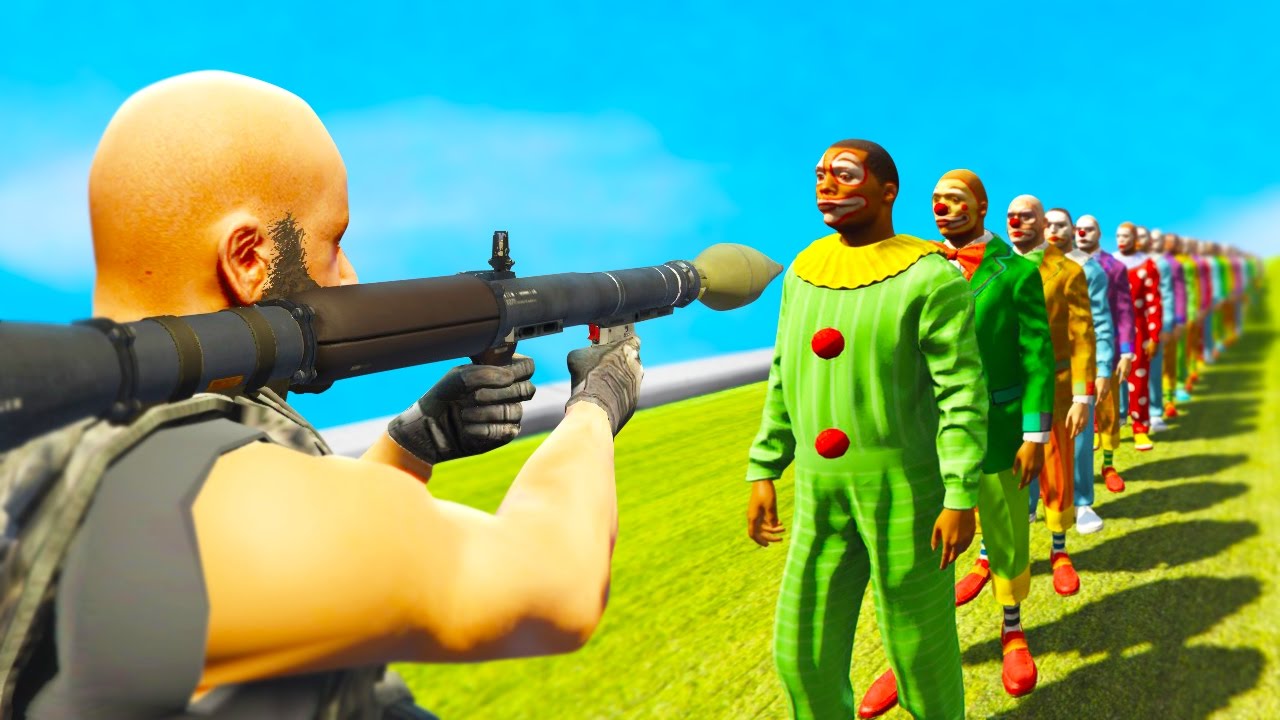 CAN 1 ROCKET KILL 100 CLOWNS!? (GTA 5 Funny Moments)