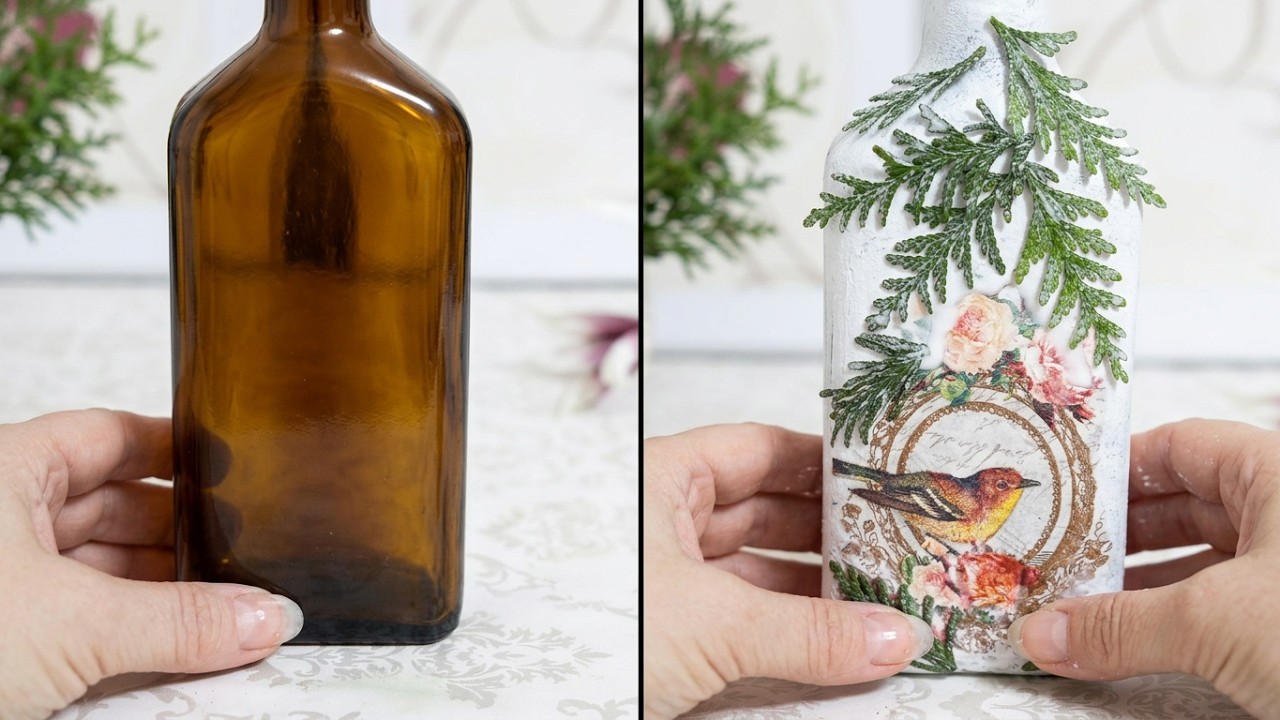 DIY ДЕКОР БУТЫЛКИ..DIY BOTTLE DECOR..