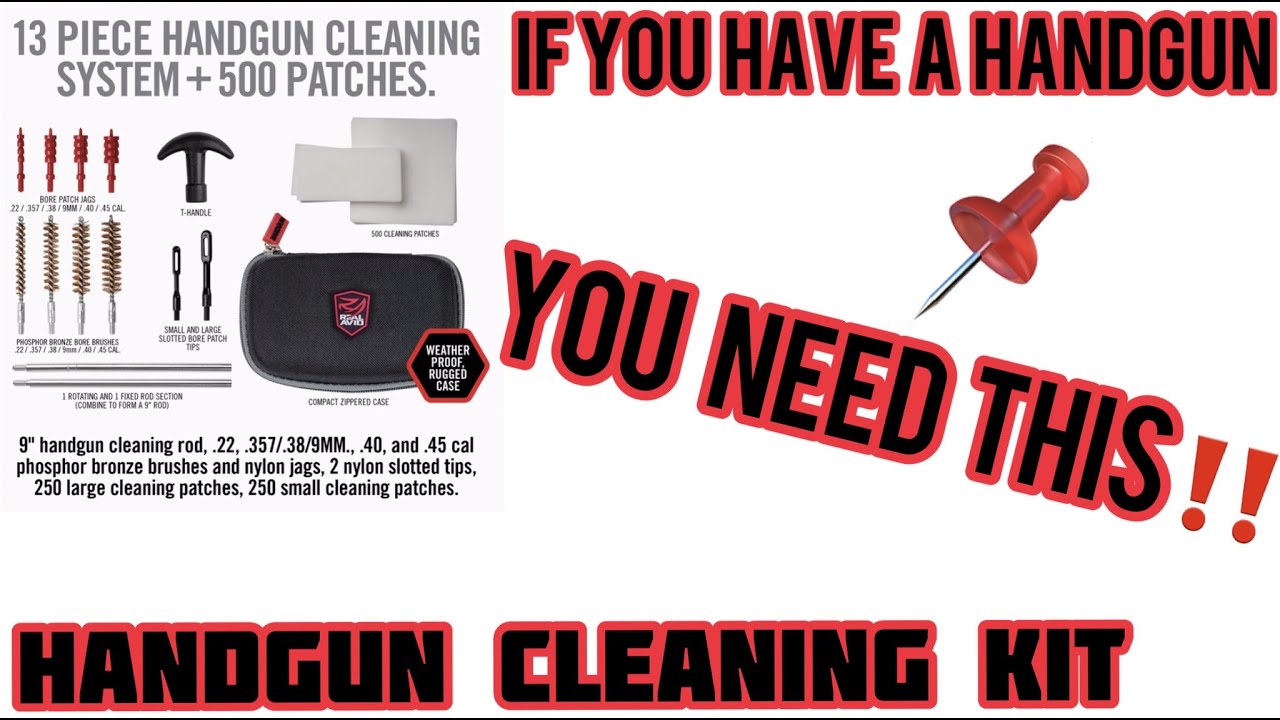 Real Avid Handgun Cleaning Kit for (9mm, .22, .357, .38, .380. 40, .41, 44, .45) Calibers