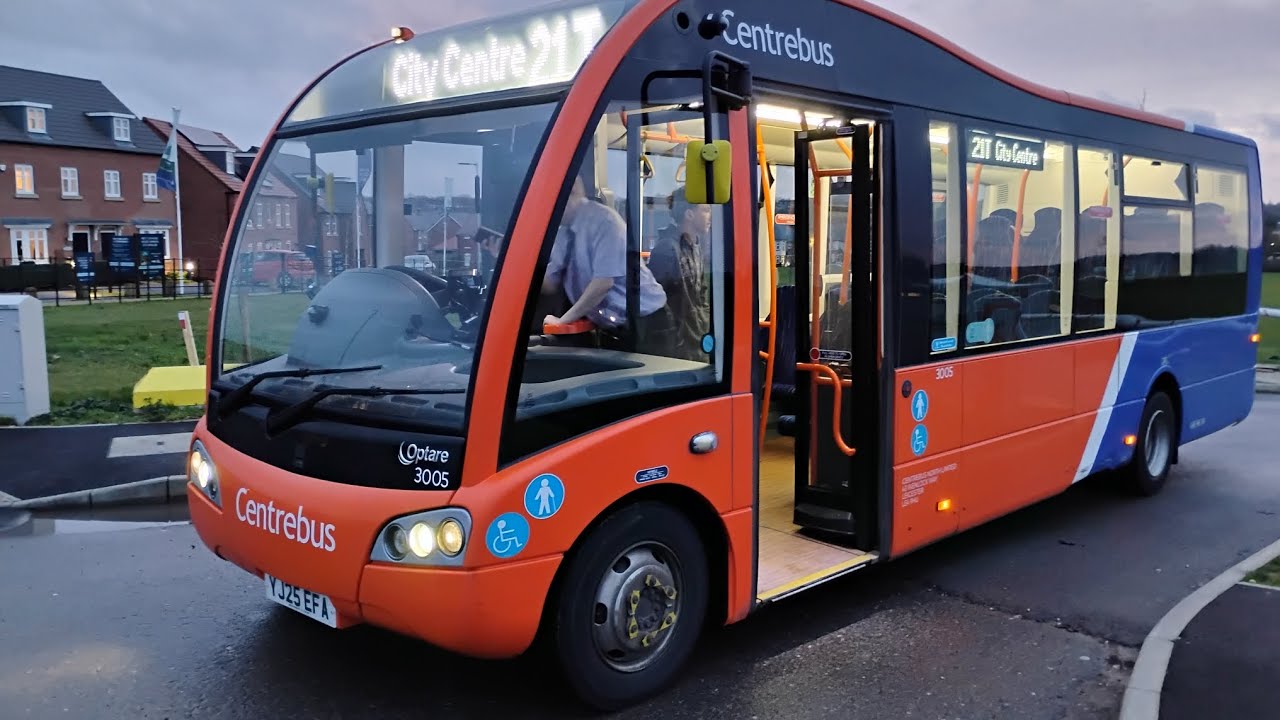 3005 YJ25 EFA Optare Solo SR Centrebus 21T Leicester Haymarket Bus Station to Thorpebury 