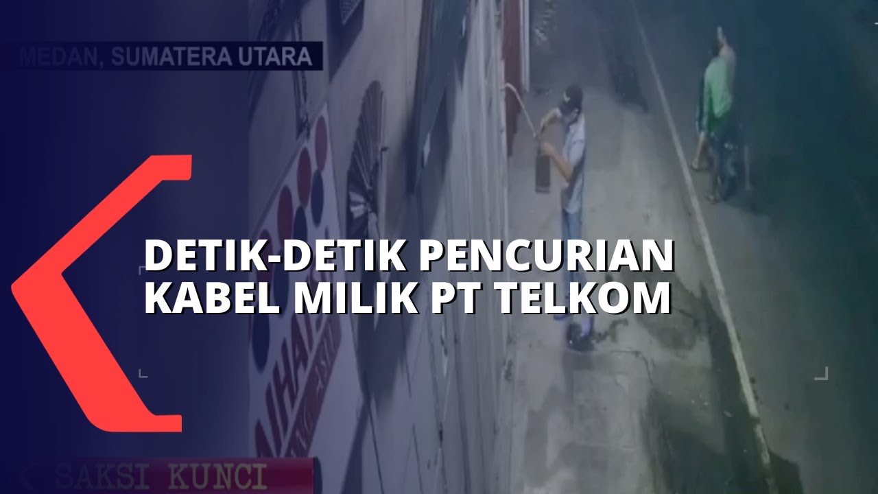 Detik-detik Pelaku Potong dan Curi Kabel Milik PT Telkom di Medan