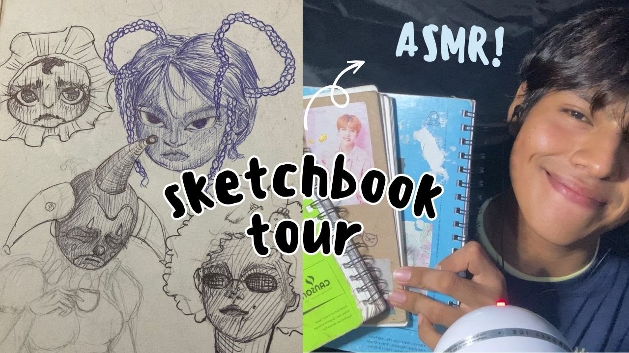 ASMR sketchbook tour p.1 (whisper, scratching, tracing)