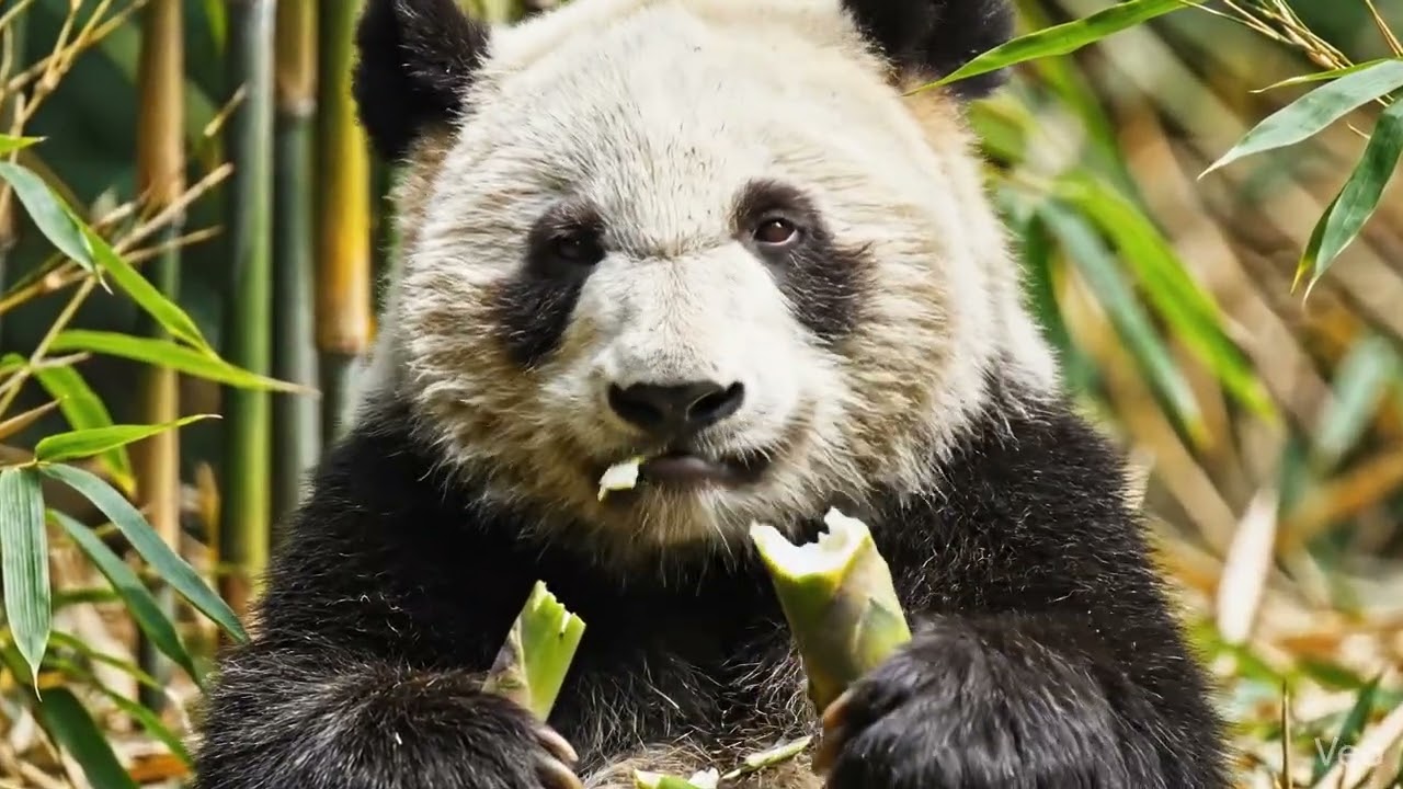 Panda eating bambu 