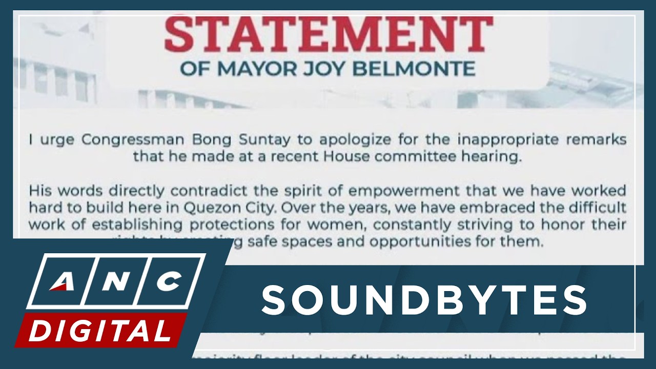 'Truly disappointing': QC Mayor Belmonte hits Suntay's remarks vs. Anne Curtis | ANC