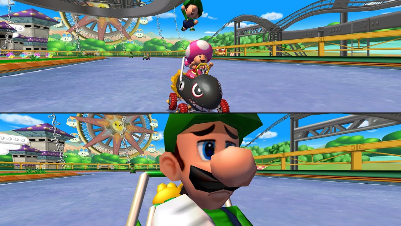 Mario Kart Double Dash!! 2v2 All Cup 150cc 4 player Netplay 60fps