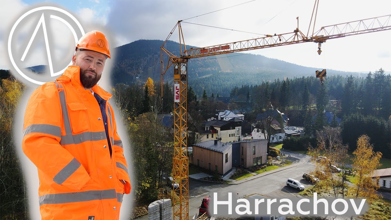 Harrachov. Montáž jeřábu/Betonáž základové desky