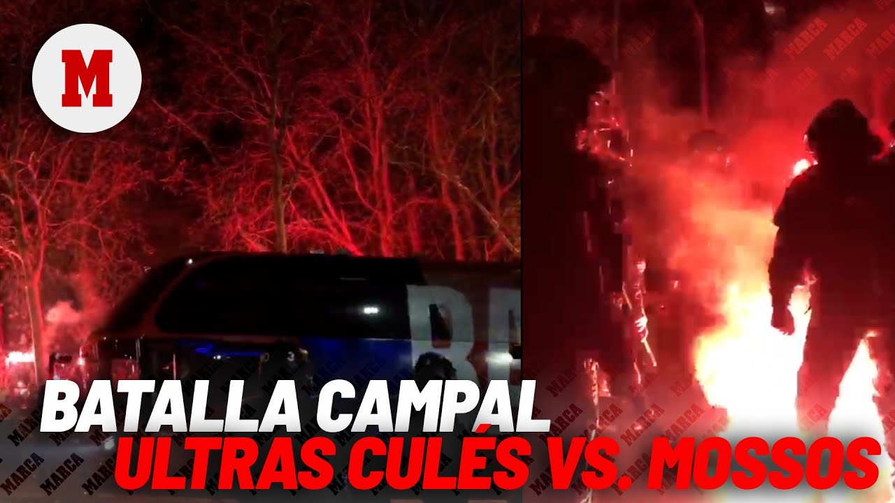 Batalla campal en Montjuïc: ¡les cayó de todo a los Mossos!I MARCA