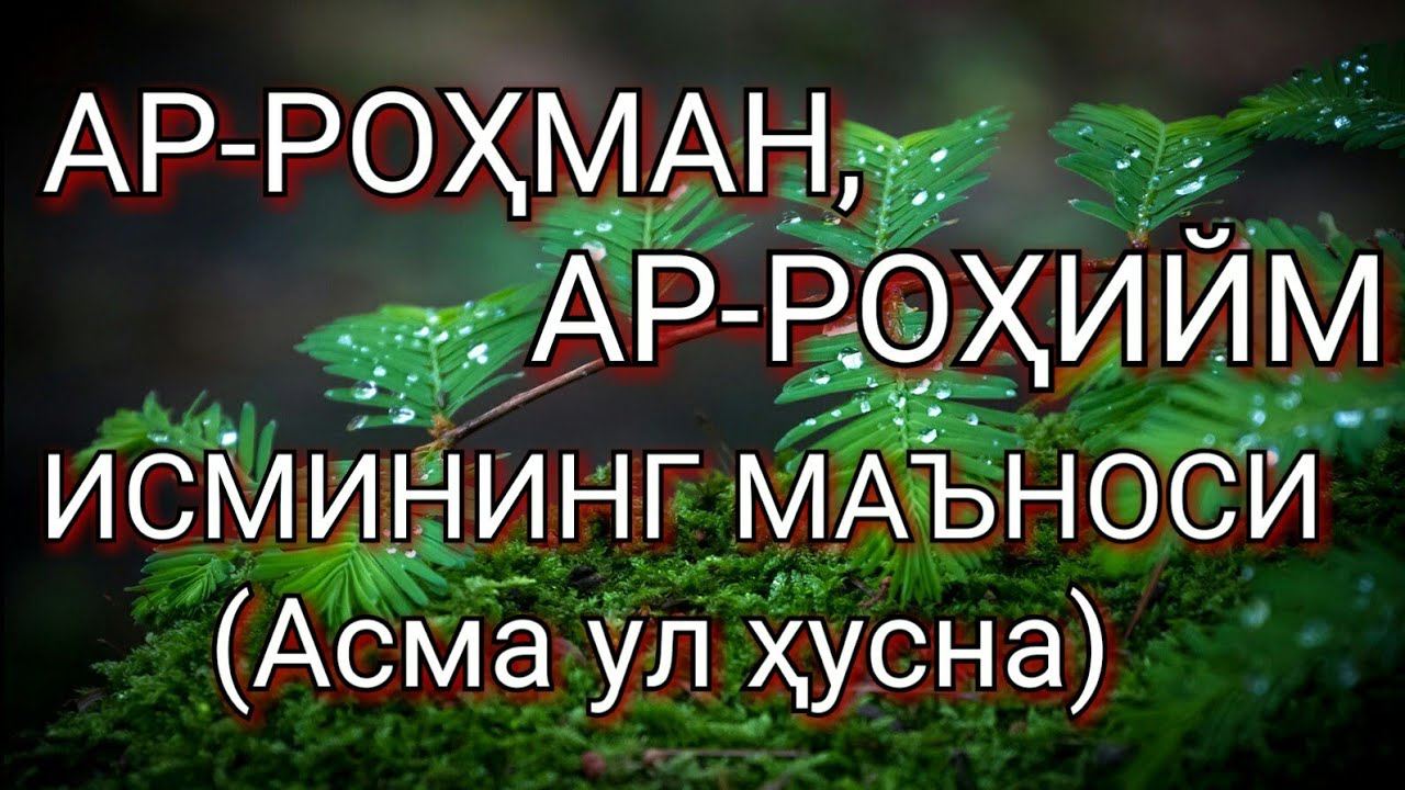 АР-РОҲМАН, АР-РОҲИЙМ ИСМИНИНГ МАЪНОСИ
(Асма ул ҳусна)
 Нуриддин ҳожи домла