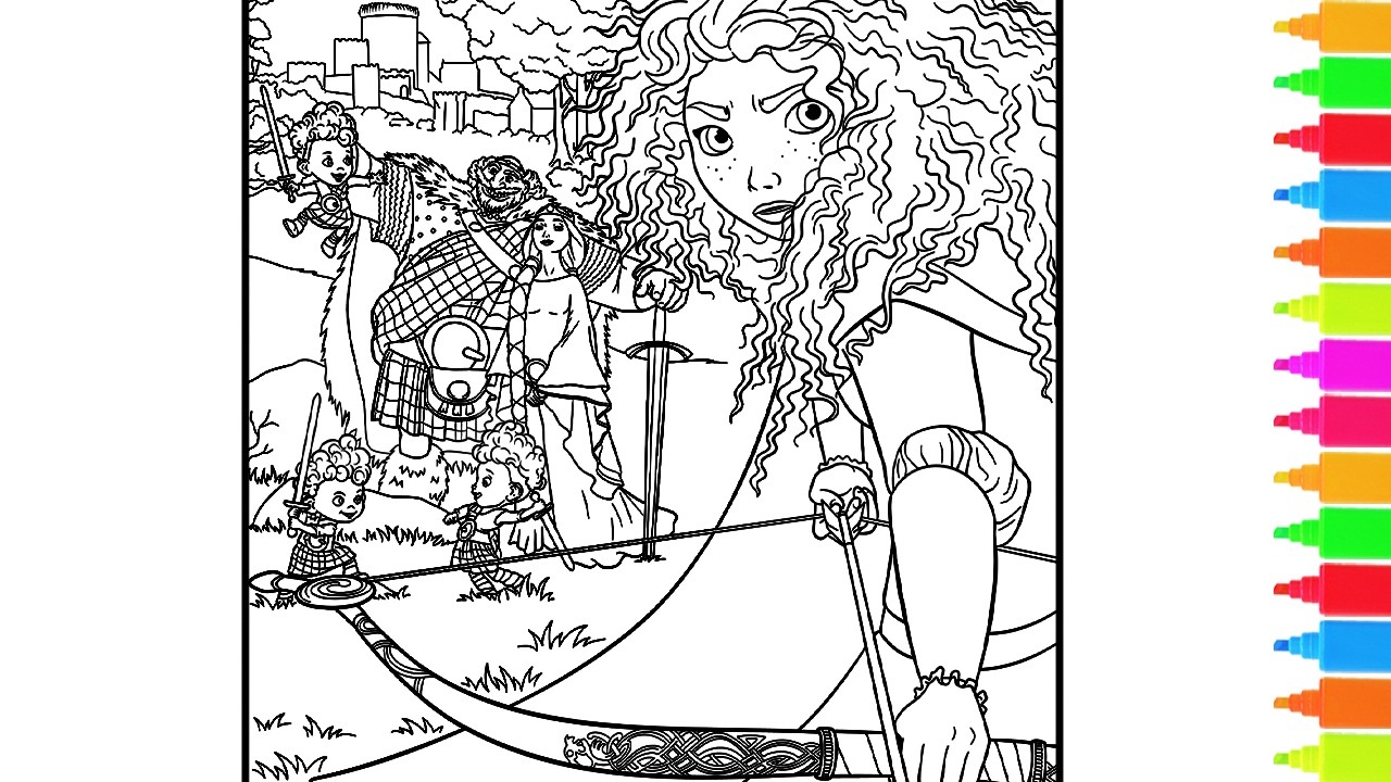 Coloring Merida and Her Family | Disney Pixar Brave Coloring Pages