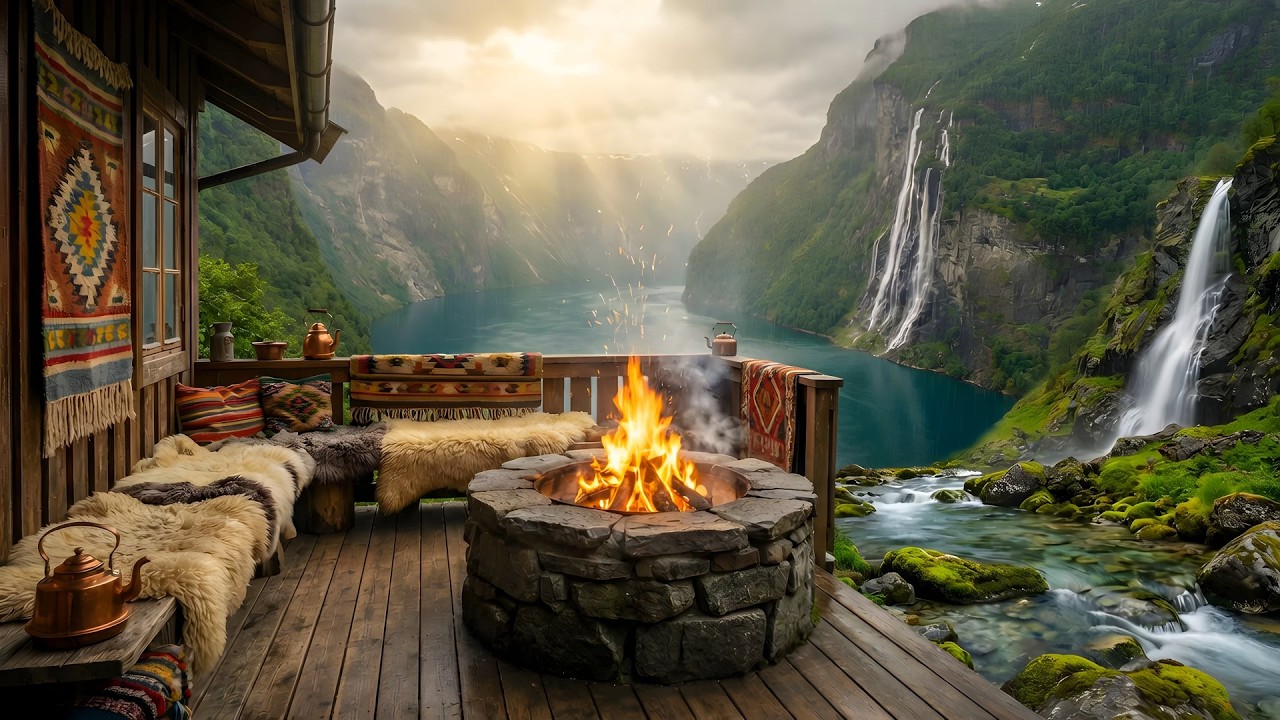 4K  | You Won’t Want to Leave This Riverside Campfire and Rain 🌧️ Calm Mind 🌊
